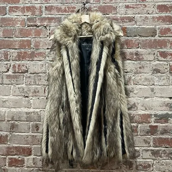 Fabulous Furs by Donna Salyers Faux Fur Long Vest Size XS - Picture 2 of 8